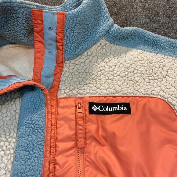 Columbia Fleece Sherpa Blue Colorblock Quarter Zip Pullover Jacket Women XXL 2XL - Picture 4 of 7